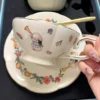 Luxury Gilding Ceramics Princess and Cute Rabbit Ceramic Coffee Cup and Saucer Set Tea Pot Premium Gold Painting Craft - Image 3