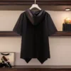 150Kg Plus Size Women's Summer Western Style Irregular Hooded Top Bust 149 Loose Short-Sleeved T-Shirt Black 5XL 6XL 7XL 8XL 9XL - Image 3