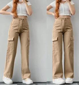 Women's Fashion Bottom Ladies Trouser Street Wear New Pocket Straight Retro Casual Cargo Pant - Image 4