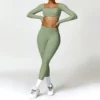 Women Tracksuit Yoga Set 2PCS Sportswear Workout Clothes Athletic Wear Gym Legging Fitness Bra Crop Top Long Sleeve Sports Suits - Image 2