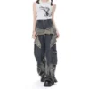 New women star stitching tassel pants American retro high street jeans loose wide leg pants trendy punk y2k pants - Image 2