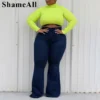 Plus Size Wide Lge Super Stretchy Flare Jeans Mom 4XL Fall Spring Sexy High Waisted Matching Slim Fit Skinny Denim Bell Bottoms - Image 5