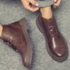 Cheap Mens Leather Boots Retro Handmade 2024 Spring New Designer British Style Outdoor Work Casual Business Social Shoes Man - Image 6