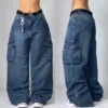 Streetwear American New Washed Light Blue Baggy Jeans Men And Women Y2K High Street Fashion Retro Punk High Waist Wide Trousers - Image 5