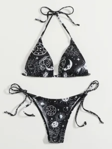 sexy gothic black triangle micro mini bikini set separate high waist thong Swimwear Biquini conjunto de bikini tankini beachwear - Image 2