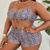 Plus Size Bikini Set Women's Swimsuit Suit Chest Pad No Underwire Sling High Waist Pool Leopard Print Beach - Image 4