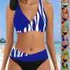 New Summer Women's Two-piece White Graffiti Striped Swimsuit Sexy Holiday Beach Bikini Set S-5XL
