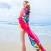 Pareo Scarf Women Beach Sarongs Beach Cover Up Summer Chiffon Scarves Geometrical Design Plus Size Towel Ladies Summer Beachwear - Image 4