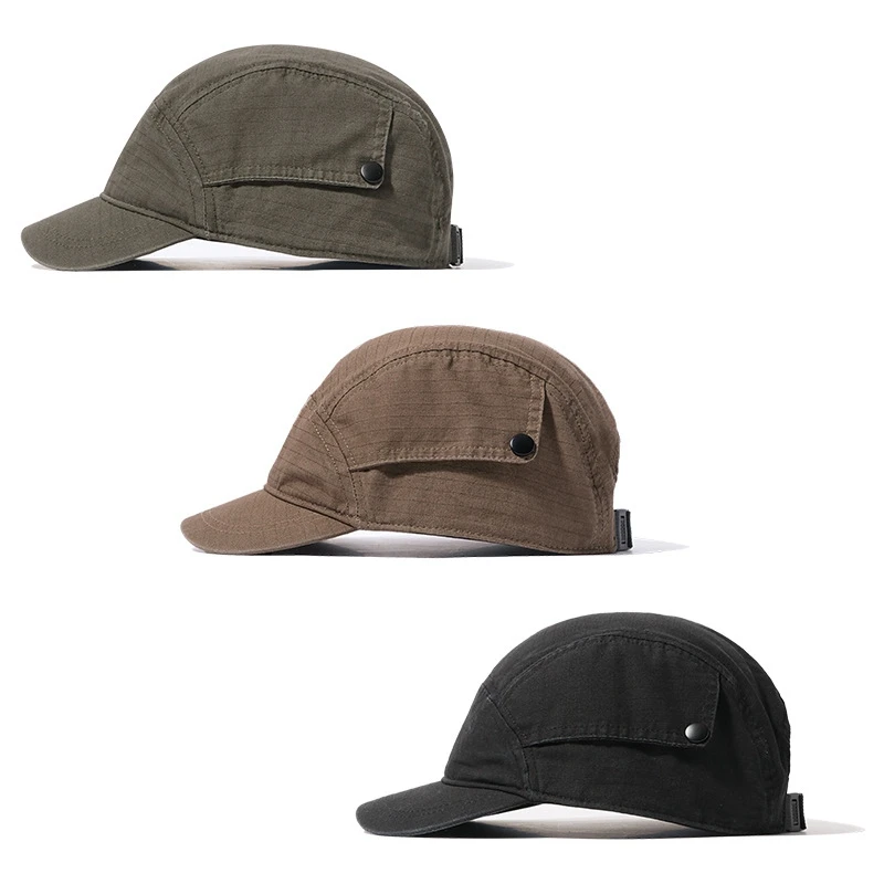 Short Brim Vintage Solid Color Men Outdoor Baseball Cap Adjustable Spring Summer Sun Protection Dad Hat Peaked Cap - Image 5