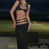 Tawnie 2023 Spring Hollow Out Dress Sets Women Outfit Sexy Slim Sleeveless Crop Tank Top Elegant Maxi Skirt 2 Piece Set Casual