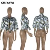 CM.YAYA Women Geometric Plaid Half Sleeve Tie Up Hem Shirt Top 2022 Summer Streetwear INS Sexy Blouse - Image 6