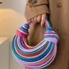 Handbags for Women 2024 New in Gold Luxury Designer Brand Handwoven Noodle Bags Rope Knotted Pulled Hobo Color Evening Clutch