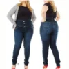 Plus Size Button Up Skinny Black Gray Long Jeans 4XL 5XL Women Spring High Waist Stretch Skinny Thin Denim Pants Lady Trousers - Image 6
