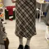 American Vintage Plaid Midi Skirt Woman A-line High Waist Long Skirts 2023 Summer School Style Y2k Classic Cotton Faldas Chic