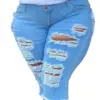 Women's Bermuda Jeans Shorts Plus Size Ripped Distressed Stretch Denim Shorts Oversized Curled Slim Shorts 5XL ouc1142