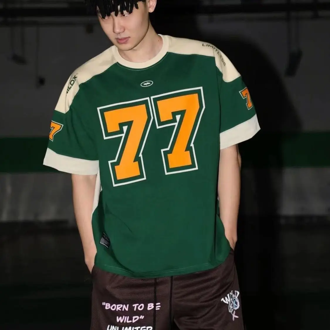 American retro men sports high street casual basketball clothing hip-hop couple trendy brand oversized T-shirt harajuku