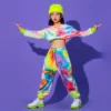 Girls Street Dance Trendy Hip-hop Clothes Performance Costume Korean Style Children's Jazz Dance Set with Exposed Navel Jazz New - Image 5