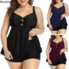 2024 Summer Bikini Tankini Swimsuits Women One Piece Swimsuit Plus Size Sexy Halter Skirt Shorts Female Bathing Suit Beachwear - Image 2