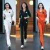 Casual sports suit for women spring and autumn 2024 new fashion stand-up collar sweatshirt wide-leg pants two-piece set - Image 2