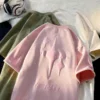 Streetwear Mens T-shirt Suede Short-sleeved Three-dimensional Foam Printing T-Shirt Hip-hop Loose Round Neck Tops Couple Clothes - Image 2
