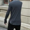 Casual Men Base Top Men Spring T-shirt Long Sleeve Round Neck Pullover Soft Warm Loose Thumb Hole Men T-shirt Men Clothes - Image 3