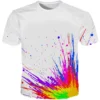 Drop shipping Paint Stain Rainbow Paint Splatter Print T-shirt 2023 Summer Men Women Hipster 3D T shirt Street Harajuku Tees - Image 4