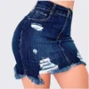 Plus Size Ripped Holes Bodycon Mini Denim Skirts 4XL 5XL Summer Sexy Ladies Tassel Short Pencil Skirts Wrap Jeans Skirt - Image 3