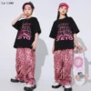 Hip Hop Girls Loose T-shirt Boys Leopard Sport Pants Kids Summer Print Cool Tee Street Dance Clothes Teen Jazz Children Costumes - Image 2
