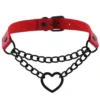 2022 New Summer Goth Red PU Leather Necklaces Women Sexy Choker Collar Punk Spiked Neck Strap Clavicle Mens Jewelry Bondage - Image 5