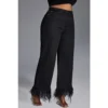 Plus Size Daily Jean Black High Waist Straight Leg Feather Jeans - Image 3