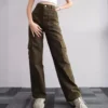 Women's Fashion Bottom Ladies Trouser Street Wear New Pocket Straight Retro Casual Cargo Pant - Image 6