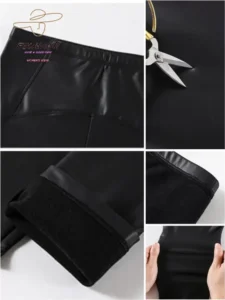 Women Oversize Leggings Sexy PU Leather Pants Spring Autumn Thin Velvet Artificial Increase Matte Trousers Tight - Image 6