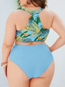 2023 Tropical Print Underwire Swimsuit Women Plus Size Swimwear Female High Waist Bathers Bathing Swimming Suit Summer Beachwear - Image 2