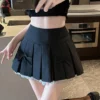 HOUZHOU Coquette Pleated Skirt Women Korean Fashion Preppy Style A-line Bow Lace Patchwork Faldas Mujer Cute Sexy Mini Skirt Y2k - Image 3