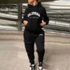 Women Printed Fashion Casual Sweatshirt Set Two Piece Sports Sweatshirt With Multiple Pockets Pants Female Autumn Streetwear - Image 2