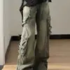 Oversized Washed Vintage American Rivet Stitching Jeans for Women with High Waisted Loose Fitting and Slim Wide Leg Mop Pants