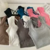 Backless Top Sexy Crop Top Women Summer Clothes Square Neck Corset Top Y2K Clothes 2024 Solid Bustier Streetwear Black Tank Top - Image 4