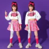 Girls Hip Hop Crop Top Cargo Pants Child Sweatshirt Plaid Skirt Kid Streetwear Jazz Cheerleader Street Dance Costume Clothes Set - Image 4