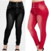 Plus Size Button Up Skinny Black Gray Long Jeans 4XL 5XL Women Spring High Waist Stretch Skinny Thin Denim Pants Lady Trousers - Image 2