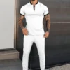 European and American summer popular men's short-sleeved trousers suit slim and trendy youth casual sports suit - Image 3