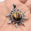 Wholesale 12pcs/lot fashion natural stone Quartz Crystal alloy Sun flower Pendants for jewelry accessories marking free shipping - Image 4