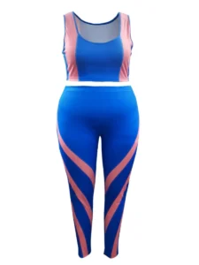 LW Plus Size Two pieces sets sleeveless Crop Top tank Pants Set Fitness yoga tracksuit set sport suit Casual 2 Piece Outfits - Image 2