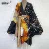 2022 WINYI Summer Beach Wear Swim Suit Cover kaftan sweet lady boho Cardigan stitch Self Belted sexy Holiday long Sleeve Kimono - Image 6