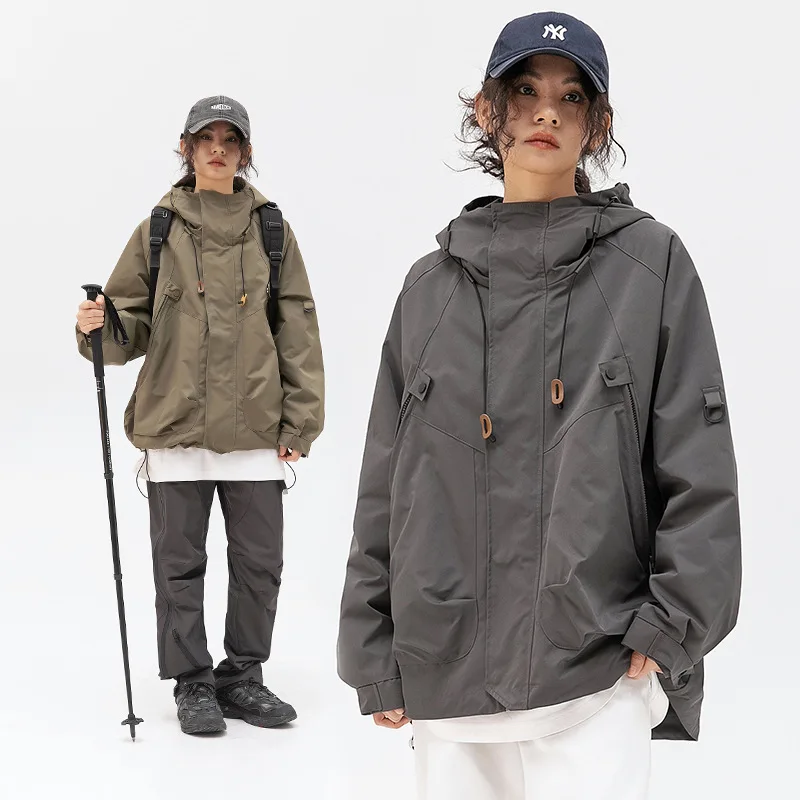 American Style Retro Outdoor Large Pocket Design Sense Charge Clothes 2024 Spring Japanese Hooded Jacket For Men And Women