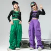 Children's Street Dance Fashion Suits Girl's Jazz Performance Hip-hop Clothes Color Matching Cool Wide Leg Pants Drop Shipping - Image 2