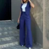 Women Suit Women Vest Elegant Lady Baggy Pants Set with Sleeveless Vest Women's High Waist Wide Leg Pants in for Fashionable - Image 2