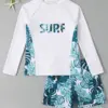 Boy Swimsuit 2024 New Solid And Print Long Sleeve Children Swimwear Summer Kids Beach Wear Shorts Swimming Bathing Suit For Men