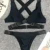 Sexy Adjust Buckle Bandage Vevlet Bikini 2024 Women Swimsuit Female Bikinis Swimwear Two Pieces Bikini set Bathing Suit Swim