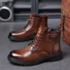Italian Men Round Toe Shoes New In Casual Genuine Leather Outdoor Platform Walking Ankle Boots Fashion Designer Luxury Boots - Image 3