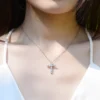 KNOBSPIN Full Moissanite Cross Pendant Necklace Original 925 Sterling Sliver Chain Plated 18k White Gold Fine Necklace for Women - Image 6